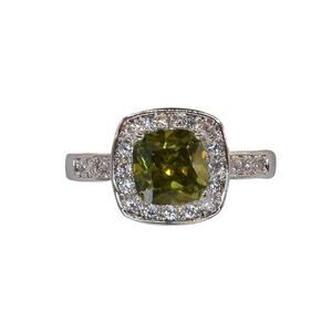 NWOT Fragrant Jewels Green Cushion-Cut Halo Ring US Size 8